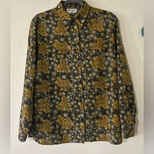 Milano Men's Casual Shirt - Black and Gold Floral